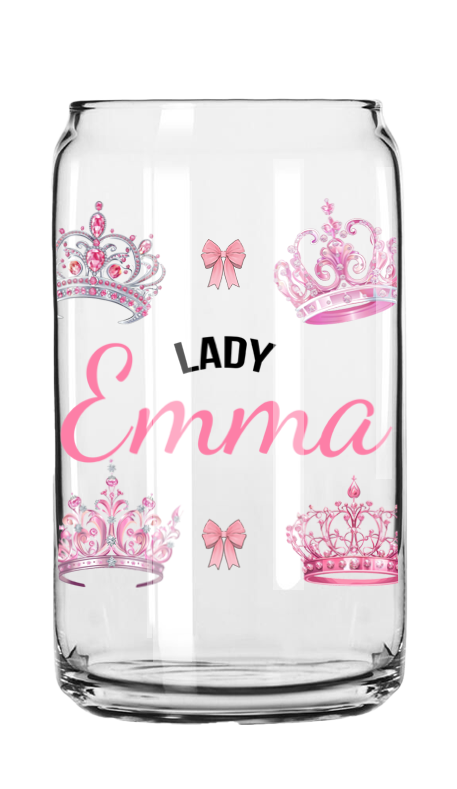 Lady Queen Personalised Glass Tumbler